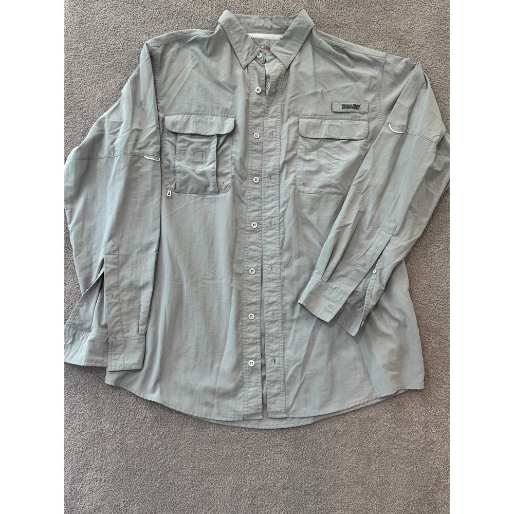 World Wide Sportsman XLT Long Sleeve Fishing Shirt Gray Vented Outdoor Safari Me